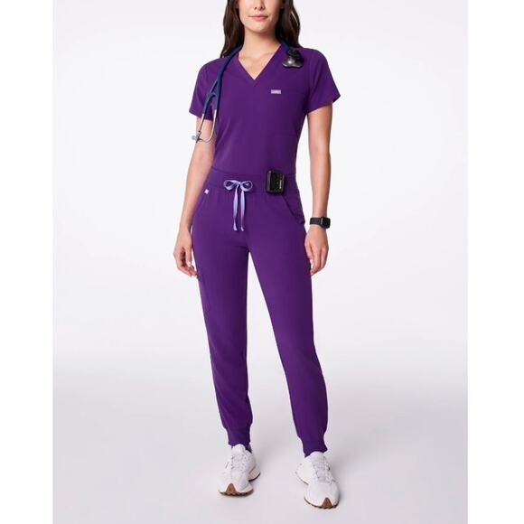 Figs Women's Digital Grape Zamora Jogger Scrub Pants Petite Size MP - Picture 13 of 14